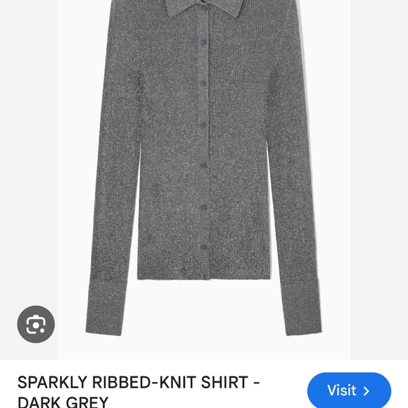 COS Shimmering Gray Button-Up Top - Picture 2 of 2